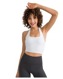 Sexy Halfter gepolsterter sportlicher Sport-BH Frauen rückenfrei Workout Gym Yoga Crop Top Fitness-BH mit eingebautem BH 220715