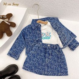 Clothing Sets Baby Girl Jean Clothes Set Cotton Infant Toddler Kid Denim Jacket Skirt 2PCS Spring Autumn Summer sets Outfit 1 10Y 230504