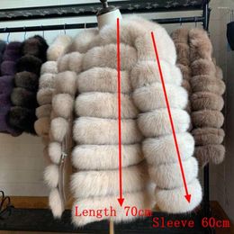 Women's Fur 70CM Real Coat Outfit Long Sleeves Quality Silver Women Winter Warm Thick Natural Coats