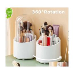 Bathroom Shelves 360Rotating Makeup Organiser Make Up Brush Holder For Cosmetic Storage Box Lipstick Eyeshadow Pencil Eye Shadow Dro Dhgre