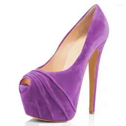 Dress Shoes SHOFOO Beautiful Fashionable Women's Suede About 14.5cm High-heeled Peep Toe Pumps.SIZE:34-45