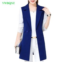 Tops Spring Autumn Wild Female Vest Women Korean Long Slim Thin Sleeveless Suit Vests Women's Shoulder Plus size Jacket Coat 3XL A658