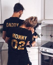 Family Matching Outfits Clothes Look Cotton T shirt DADDY MOMMY KID BABY Funny Letter Print Number Tops Tees Summer 230504