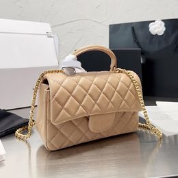 Womens Designer Caviar Leather Classic Mini Flap Bags With Top handle Totes Gold Metal Hardware Matelasse Chain Crossbody Shoulder Handbags Trendy CF Purse 21X12CM
