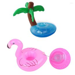 Decorazione per feste Hawaii Flamingo Mini Sottobicchieri d'acqua Galleggiante Portabicchieri gonfiabile Forniture per piscina di albero di cocco tropicale