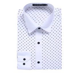 Men's Dress Shirts Quality Print Men Dress Shirt White Navy Long Sleeved Floral Printing Plaid Casual Male Shirts Brand Clothes Camisa Masculina P230427