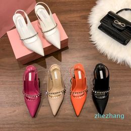 2023-With Box Dress shoes Stiletto Heel Slingbacks Crystal-Studded Pumps women white black orange beige fashion Summer High Heels Womens designer Sneakers