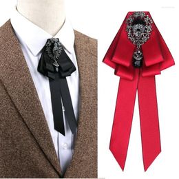 Bow Ties Ribbon Tie For Women Girls Rhinestone Pearl Blouse Collar Pin Brooch Bowknot School Boy Student Shirt Bowtie Man