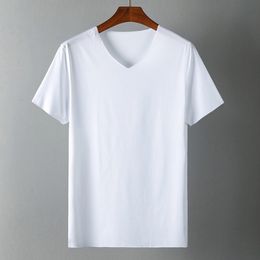 Men's T-Shirts Men's T-shirt Japan Short Sleeve Male Ice Silk Trackless T-shirt V-neck Slim Summer Pure Colours Clothing T Shirts Tops Tee 230503