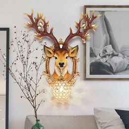 Wall Lamps Nordic Luxury Antelope Deer Crystal Lamp Interior Decoration Background Turpentine Material Light
