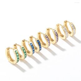 Hoop Earrings Arrival Trendy Multicolor Crystal Zircon Small Earring For Women Gold Color Round Huggies Fashion Party Jewelry