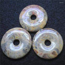 Charms 2PCS Fashion Women's Pendants Nature Crazy Agate Stone Donuts Shape 50MM DIY Jewelry Findings Faster Wholesale