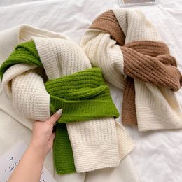 Scarves Fashion Warm Cashmere Scarf For Women Winter Design Neckerchief Knitted Female Woolen Yarn Neck Wraps Muffler Echarpe