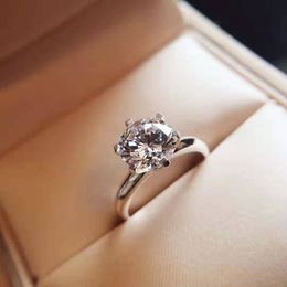 Extravagant Classic 6 Claws Round Solitaire Diamond Wedding Ring Designer Women Rings Wedding Lovers Engagement Rings For Women Classics Valentine's Day