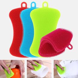 Kitchen cleaning brushes, silicone brushes for washing dishes, pots, pans and plates, sponge for fruit and vegetable plates 6pcs