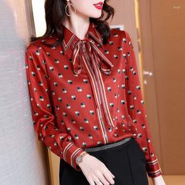 Women's Blouses Elegant Women Satin Shirts Designer Ladies Chiffon 2023 Female Tops Fashion Office Lady Work Wear Clothes