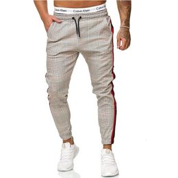 Men's Pants Men's Stripe Pants Casual Loose Pencil Pants Slim Fit Plaid Side Stripe Skinny Jogger Casual High Quality Pants 230504