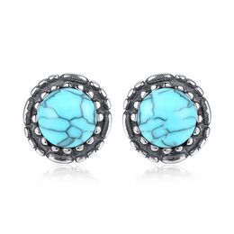 Vintage Palace turquoise Stud Earrings Women Fashion Luxury Brand High-end s925 Silver Earrings Female Charm Earrings Wedding Party Jewelry Valentine's Day Gift