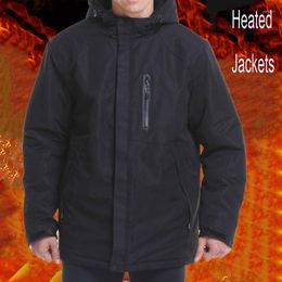 Hunting Jackets Winter Electric Smart Heated Windbreaker Outdoor Hooded Warm Softshell Coat Men Women Plus Size S-4XL Chaqueta Clothes