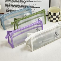Transparent TPU Waterproof Pencil Case Student Cute Cosmetics Storage Bag School Office Supplies Organiser Large Capacity