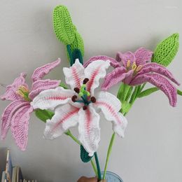 Decorative Flowers 5 PCS Braided Lily Knit Artificial Plants Home Wedding Party Decoration Year Thanksgiving Oranment