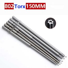 Schroevendraaier 10pcs 802 6mm Round Shank Magnetic Torx Screwdriver Bits Electric Screwdriver Head 150mm Length T8 T10 T15 T20 T25 T30 With hole