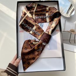 Quality Ear Scarf All-Match Double-Sided Scarfs Women's Korean Ornament Interspersed Ribbon Small Ear Scarf Printed Scarfs