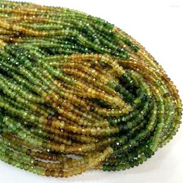 Loose Gemstones Veemake Green Tourmaline Natural Necklace Bracelets Earrings Ring Faceted Small Rondelle Women's Beads For Jewellery