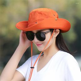 Berets Unisex Summer Sunscreen Wide Brim Bucket Hats Women UV Protection Waterproof Panama Caps Hunting Sun Fisherman Hat For Mens Bob