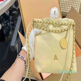 Designer-Small Bright Pink Metal Hardware Double Chain with Single Zipper Wallet Coin Purses Golden Hand