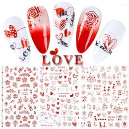 Nail Stickers 27 Valentine's Day Style Black Gold Red Love Animal Rose Flower Adhesive Accessories CB196