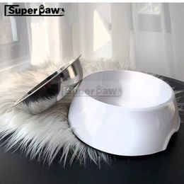 Feeding Fashion Food Grade Stainless Pet Bowl Feeding Water Fountain Puppy Feeder Pets Cat Dogs Bowls Dog Supplies Dropshipping ZLD02