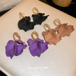 Dangle Earrings 1pairSilver Needle Colourful Petal French Literature And Art Retro Atmosphere Fashion Design Premium