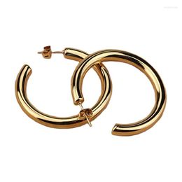 Hoop Earrings 316L Stainless Steel Chunky C Shaped Women Girls Trendy Jewlery Thick Tube Open Gold Colour Hip Hop Gifts