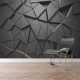 Wallpapers Custom Size 3d Triangle Geometric Dark Mural Wallpaper For Living Room Wall