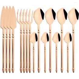 Dinnerware Sets Vintage Rose 16Pcs Set 304 Luxury Stainless Steel Flatware Quality Knife Fork Spoon Cutlery Western Tableware