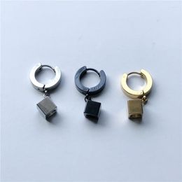 Stud Earrings 1pc Mini Square Geometry Hollow Stainless Steel Fashion Trend Men's And Women's Jewellery