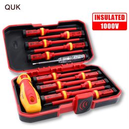 Schroevendraaier QUK 8/13Pcs Insulated Screwdriver Set Magnetic Slotted Phillips Screw Bits 1000V High Withstand Voltage Electrician Repair Tools