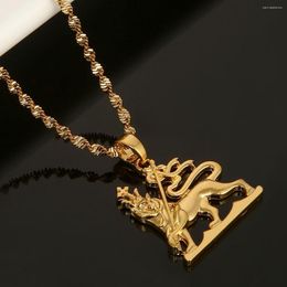 Pendant Necklaces Ethiopia Gold Colour Lion Necklace For Women Men Fashion Chain Jewellery