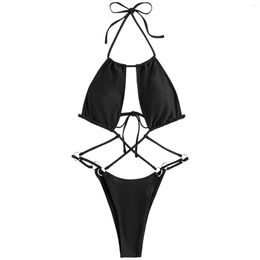 Women's Swimwear Bikini Brand Swim Shorts Women's Thong Swimsuit Sexy Underwear Piece Thin Strap Solid Colour