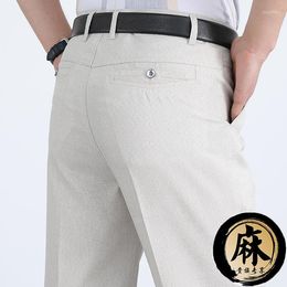 Men's Pants 2023 Men's Summer Thin Linen-like Casual High Waist Deep Loose Straight Non-Ironing Trousers