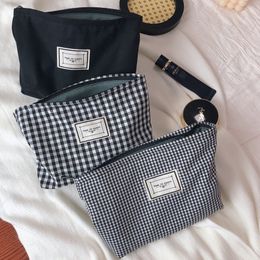 Cosmetic Bags Cases Cotton Makeup For Plaid Large Cosmetics Pouch Necesserie Make Up Organiser Beauty Storage Woman Men Travel Toiletry 230503