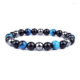 Strand Natural Colour Tiger Eye Hand Woven Stone Bead Bracelet Obsidian Single Circle For Men And Women Pulseras Evil Luxury Boho