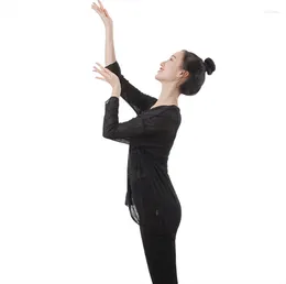 Stage Wear Fast Drying Breathable Fashion Ballet Dance Costume Comfortable Long Sleeves Cotton Blouse Practise Clothing