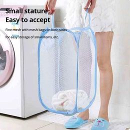 Laundry Bags Mesh Pop Up Square Laundry Basket Storage Toy Organiser Bag Collapsible Clothes Baskets for Dorm 230503