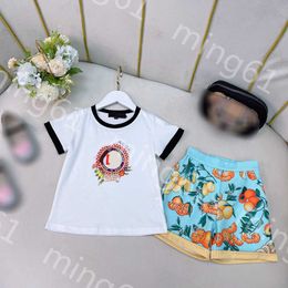 23ss girls t shirt Shorts suit kids designer clothes kids set Colour matching logo print Short sleeve t shirts fruit printing shorts suits High quality baby clothes