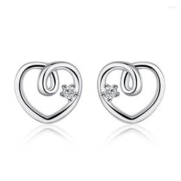 Stud Earrings Simple Heart For Women Top Quality Zircon Wedding Earring Jewelry Trendy Valentines Day Brincos Bijoux