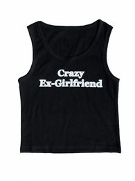 Camisoles Tanks Crazy exgirlfriend Sleeveless Tank Top Aesthetic Cute Slim Sexy Crop Y2k Clothes Goth Emo Girl Corset Vintage punk Baby Tee 230503