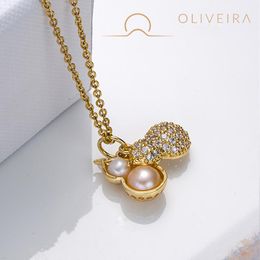 Charms Oliveira Pearl Pendant Small Gourd Gift High-end 2458Charms