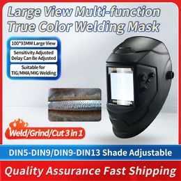 Welding Helmets Super View Solar Auto Darkening Helmet Cut Grind Weld 3 In 1 True color Mask Goggle Cap 230428